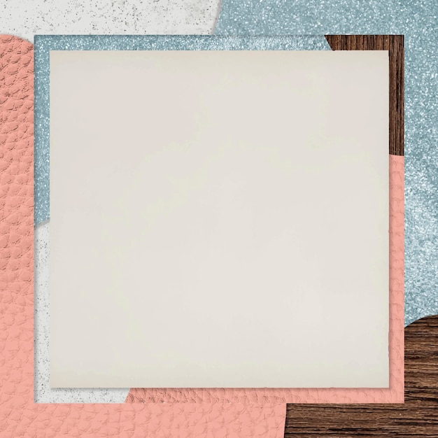 Frame on pink and blue collage textured background