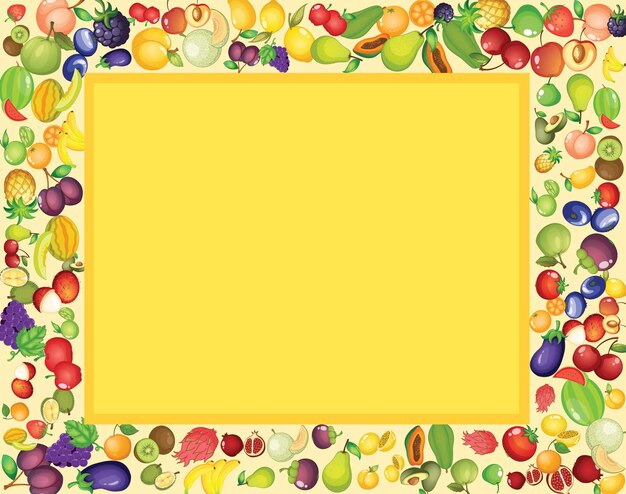 Frame template design with mixed tropical fruits