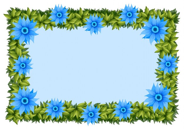 Frame template with blue flowers