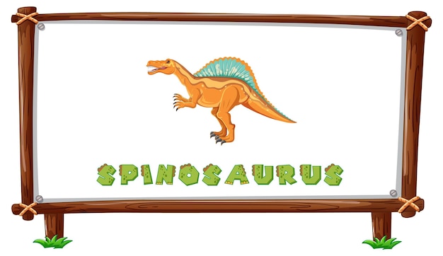 무료 벡터 내부에 공룡과 텍스트 스피노사우루스 디자인이 있는 프레임 템플릿
