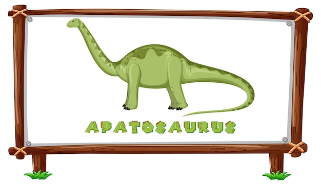 내부에 공룡과 텍스트 아파토사우루스 디자인이 있는 프레임 템플릿