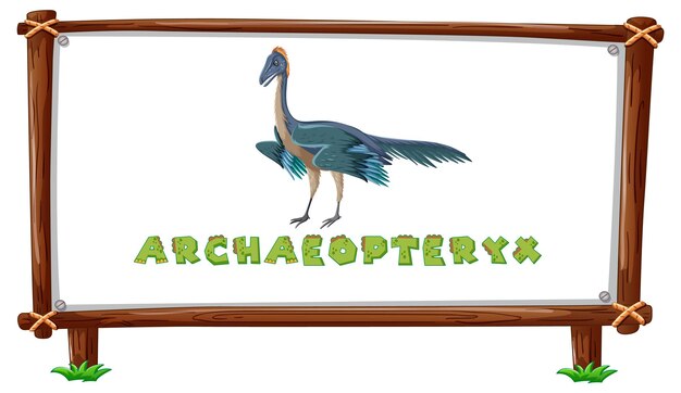 Frame template with dinosaurs and text archaeopteryx design insi