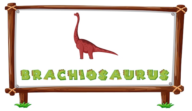 Vettore gratuito modello di cornice con dinosauri e testo brachiosauro design insi