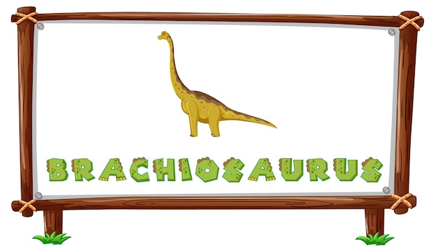 Modello di cornice con dinosauri e testo brachiosauro design insi