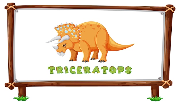 Frame template with dinosaurs and text triceratops design inside