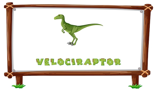 Free vector frame template with dinosaurs and text velociraptor design insid