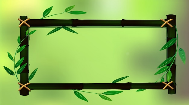 Free vector frame template with green bamboo