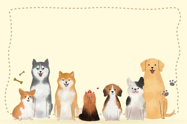 Vettore gratuito cornice con animali doodle