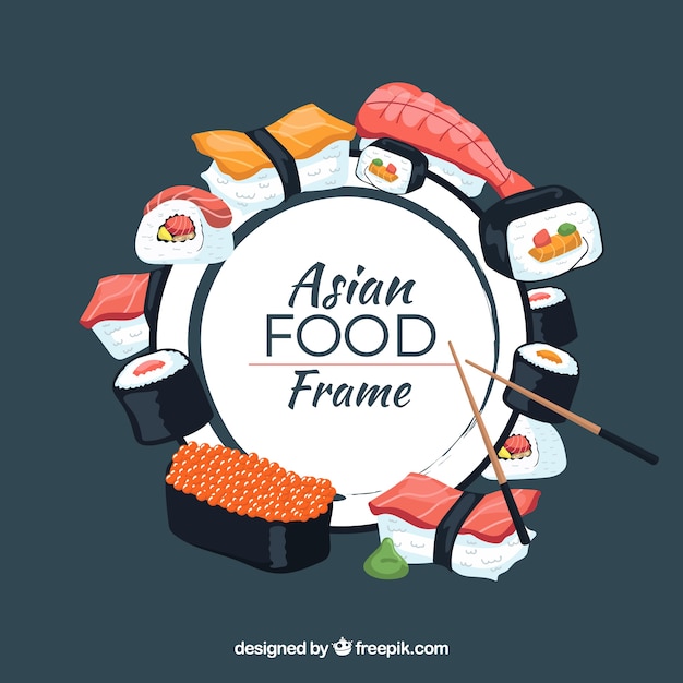 Free vector frame with asian food