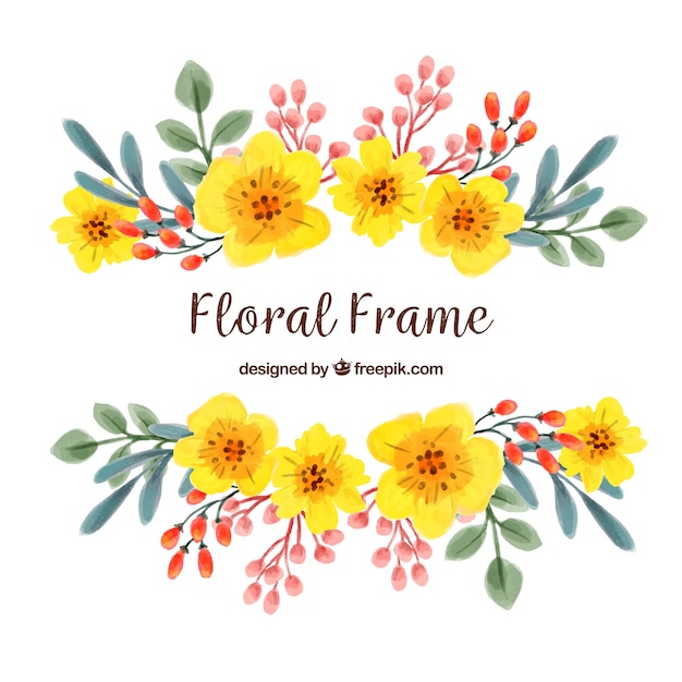 Free vector frame with colorful flowers