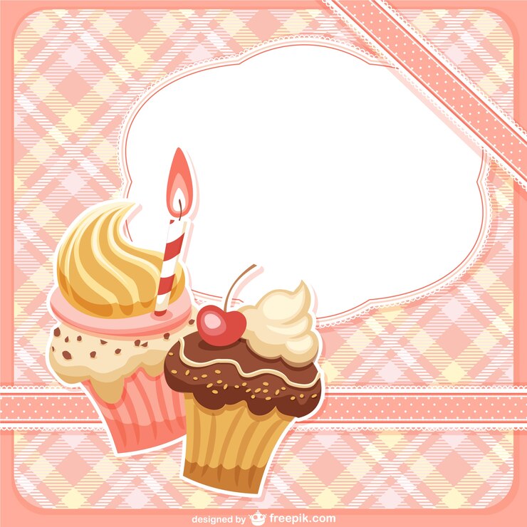 Free Vector frame with cupcakes