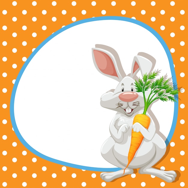 frame  with cute rabbit and carrot