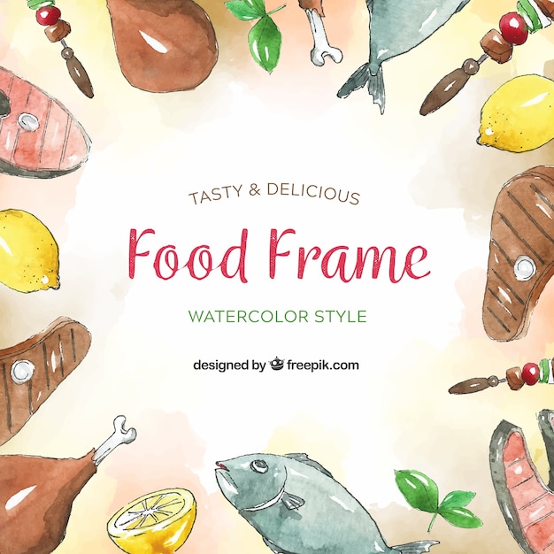 Free vector frame with delicious food