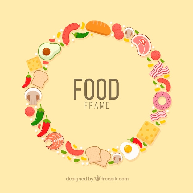 Free vector frame with delicious food