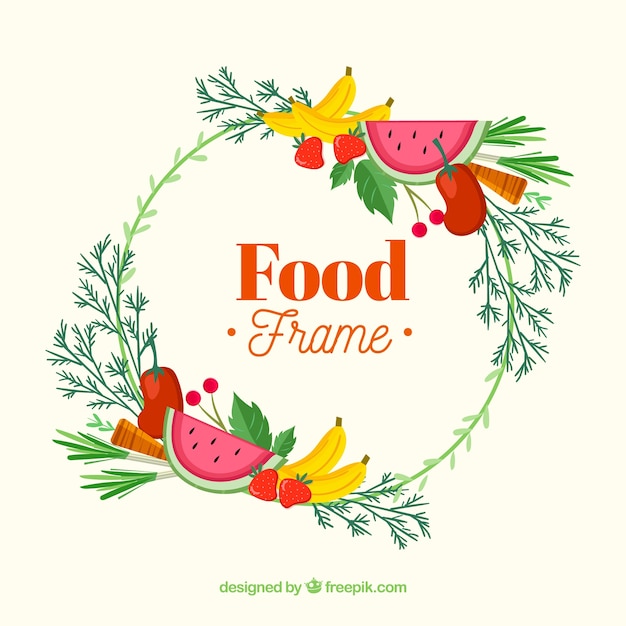 Frame with delicious fruits