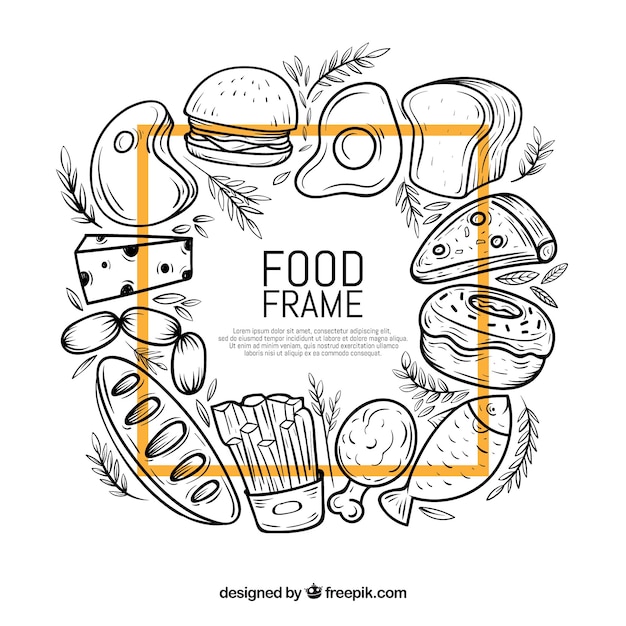 Free vector frame with different food