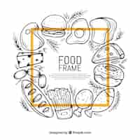 Free vector frame with different food