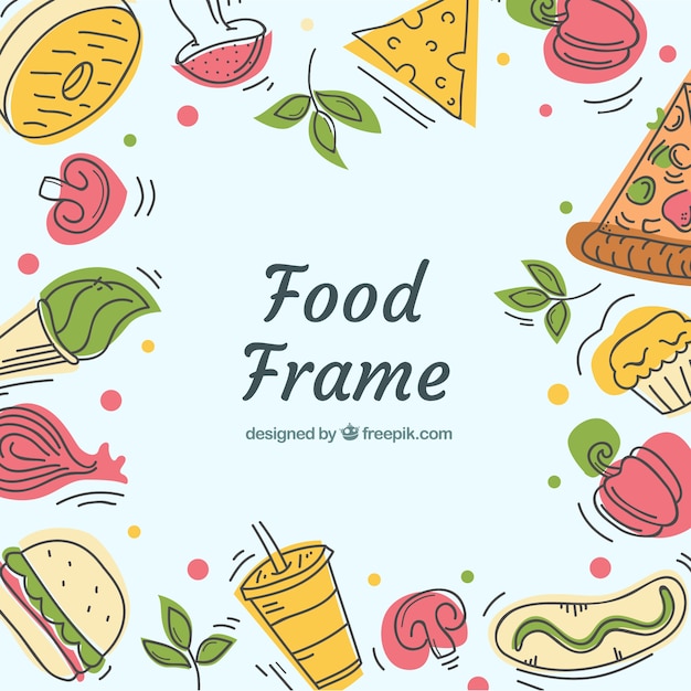 Free vector frame with different food