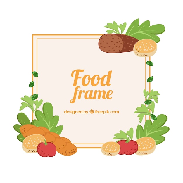 Free vector frame with different food