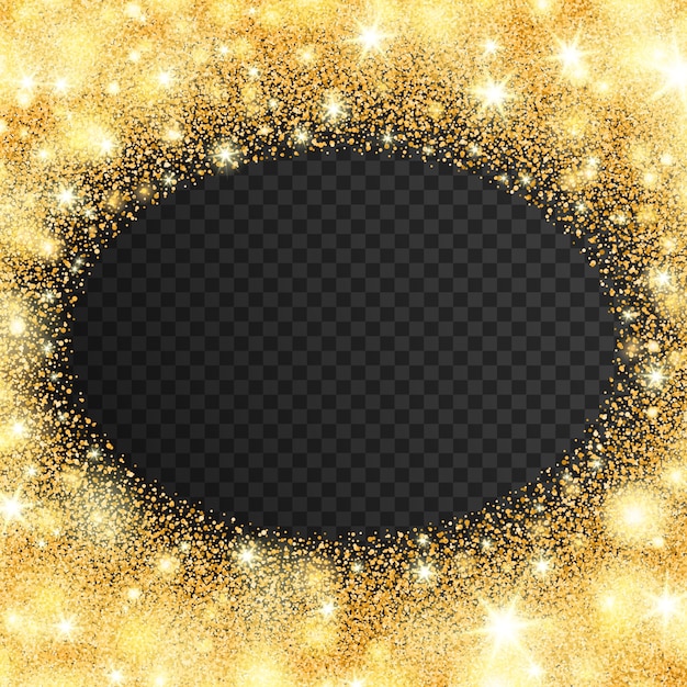 Free vector frame with effect of golden lights and stars