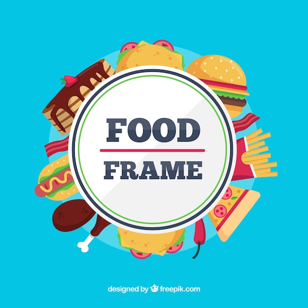 Free vector frame with fast food