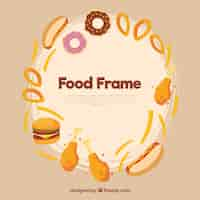 Free vector frame with fast food