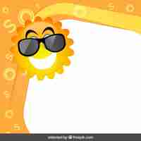 Free vector frame with funny sun