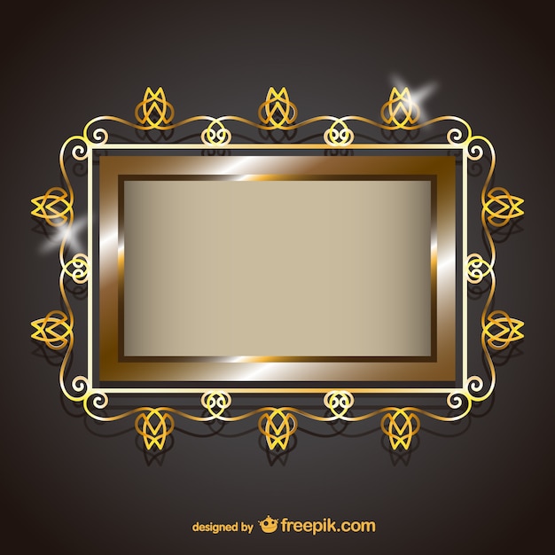 Free vector frame with golden ornaments