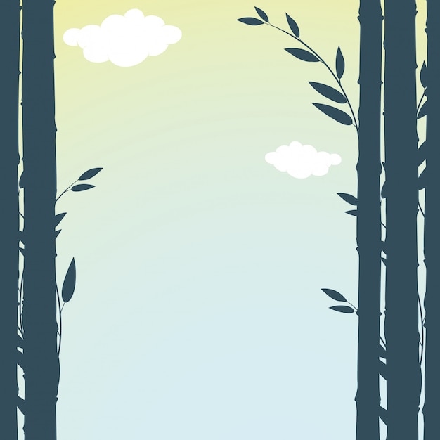 Free vector frame with green bamboo