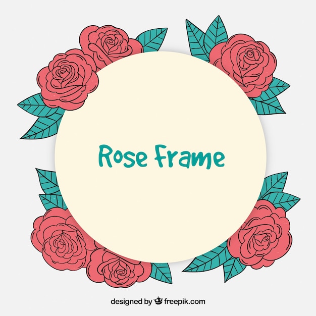 Frame with hand drawn roses 
