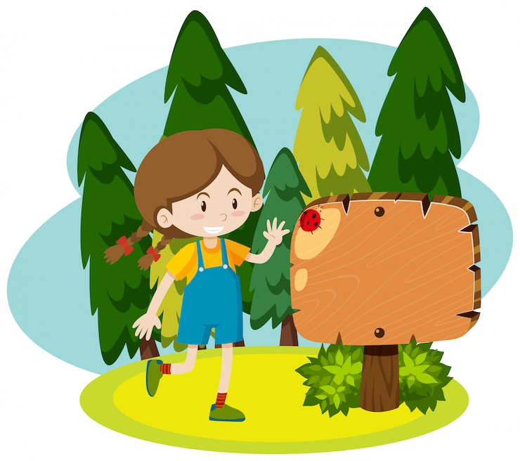 Free Vector frame  with happy girl in the park