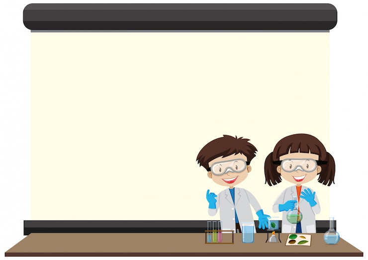 मुफ़्त वेक्टर frame  with happy kids in lab