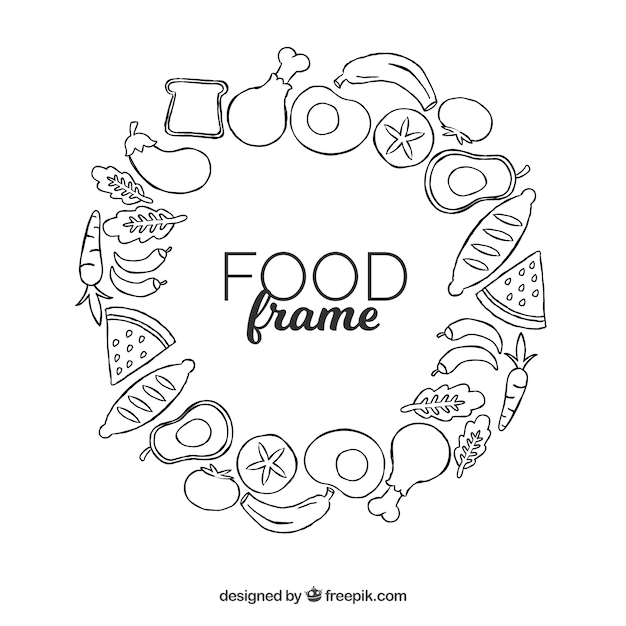 Бесплатное векторное изображение Рама с здоровой пищей