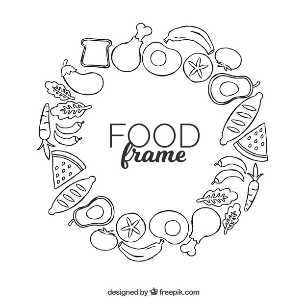 Frame with healthy food