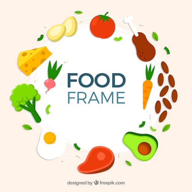 Frame with healthy food