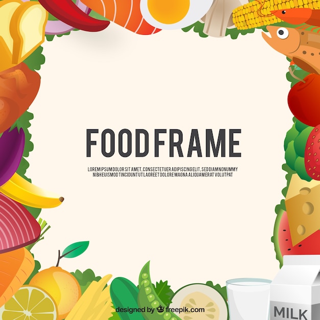 Free vector frame with healthy food