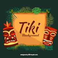 Free vector frame with plants and tiki masks