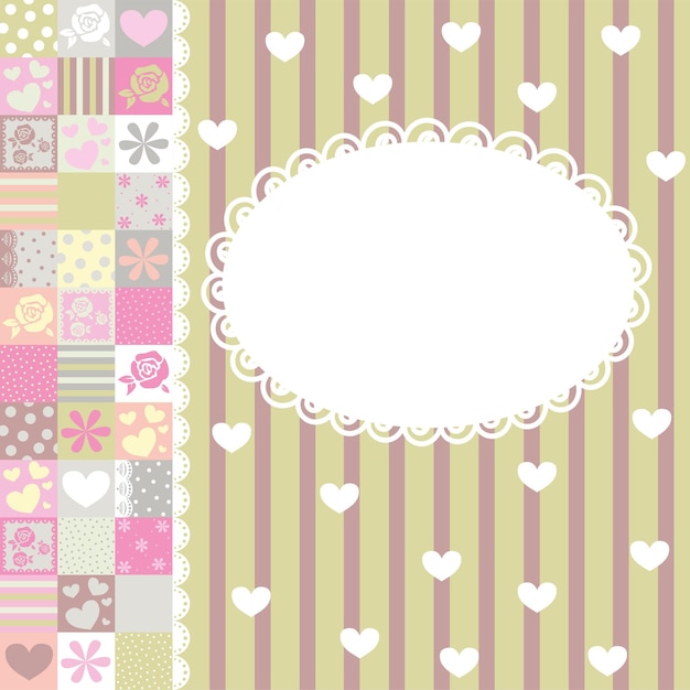 Free vector frame with roses and hearts