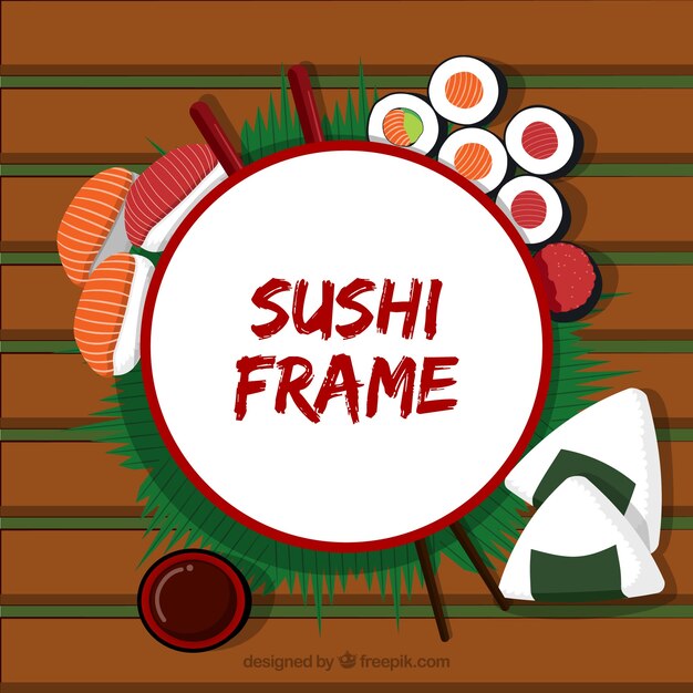 Frame with sushi food
