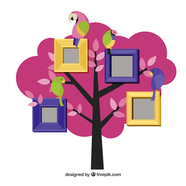 Free vector frames as collage on tree