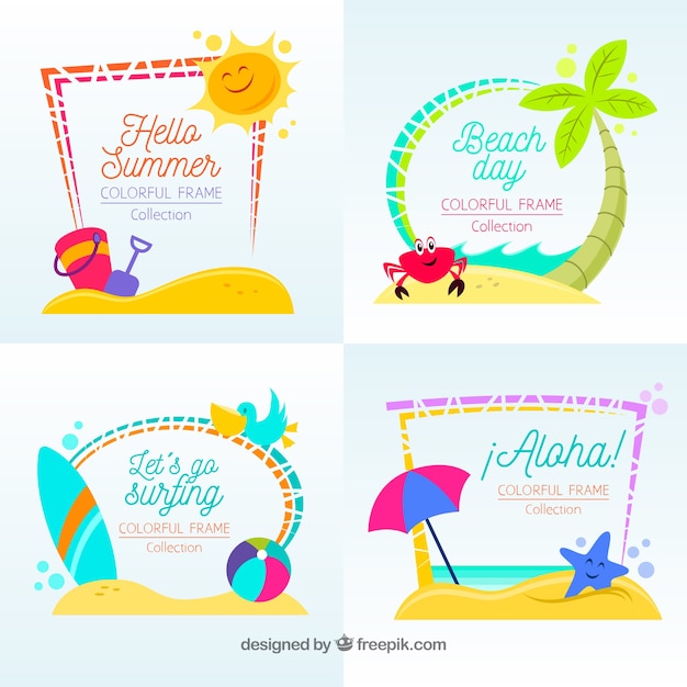 Free vector frames collection with beach elements