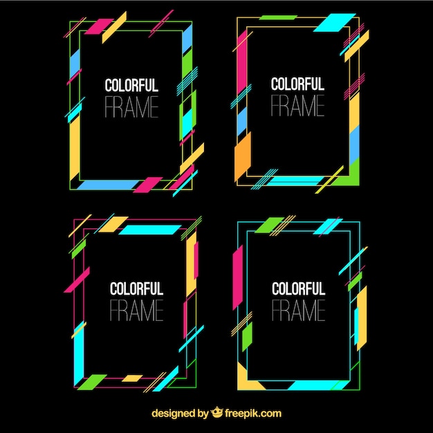 Free vector frames collection with colorful lines