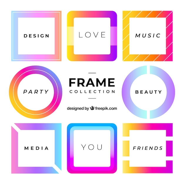 Frames collection with gradient colors