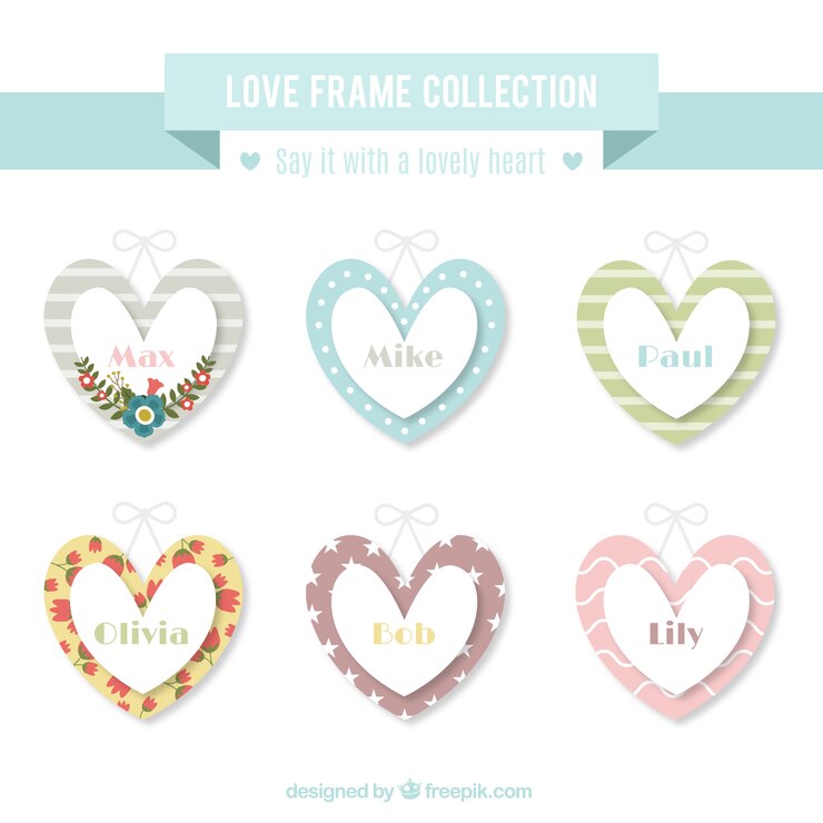 Free Vector frames heart shaped in vintage style 