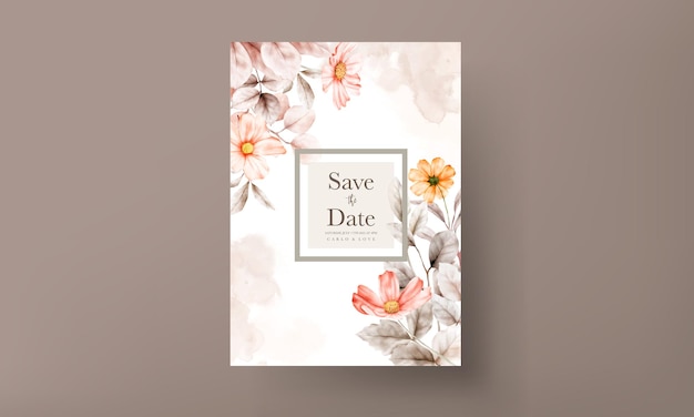 결혼식 초대 카드에 수채화 꽃의 프레임