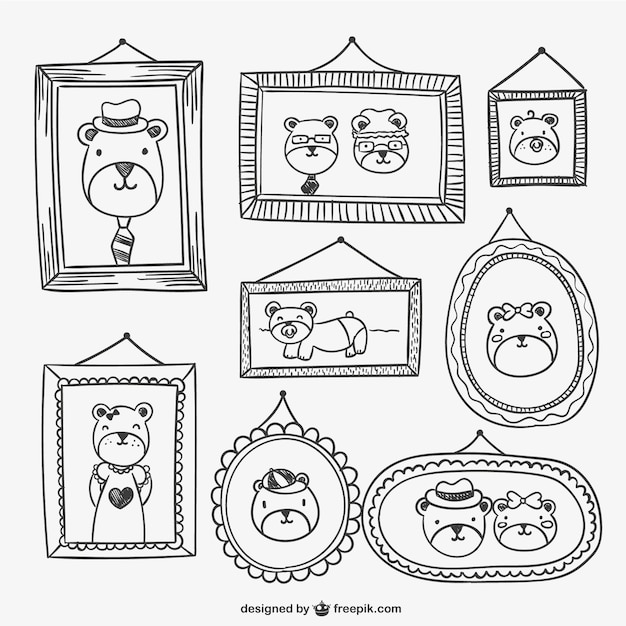 Free vector frames and portraits drawings
