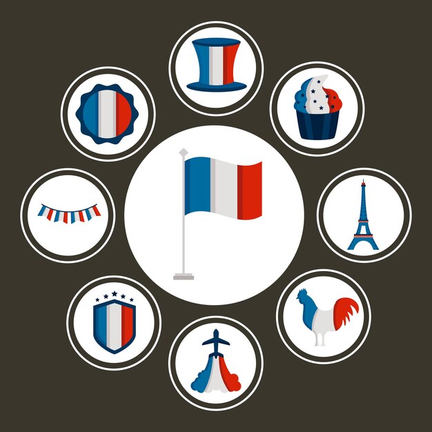 フランスの国旗のイラスト 無料のベクター