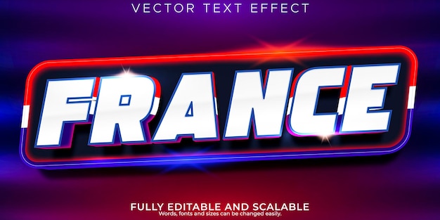 France flag text effect editable french national text style