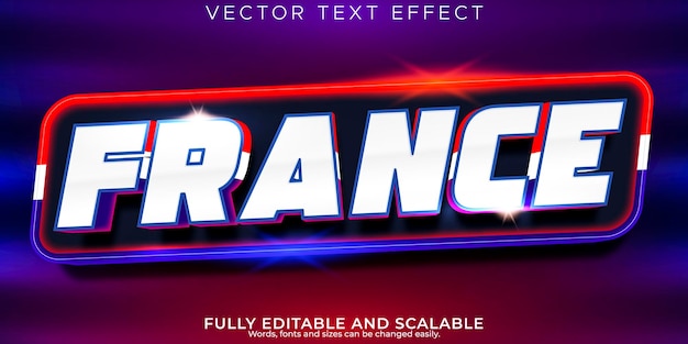 Текстовый эффект флага Франции редактируемый стиль французского национального текста