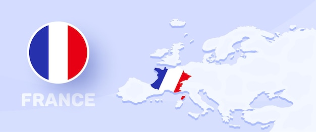 France On The Europe Map Premium Vector | France Map Flag Banner. Vector Illustration With A Map Of  Europe And Highlighted Country With National Flag